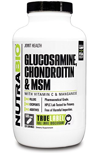 NutraBio Glucosamine Chondroitin Opti-MSM - 500 Capsules
