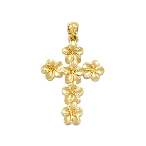 Plumeria Pendant in 14K Yellow Gold - 7mm