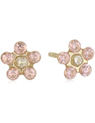 Kate & Lucy 14kt Gold Cubic Zirconia Flower Girls Stud Earrings