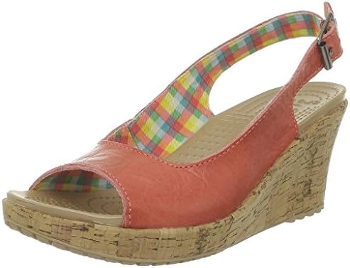 Pinshou Women's Leather Slingback Wedge 5 M US Flamingo