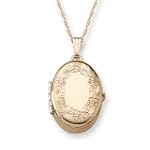 14k Yellow Gold Filled Engraved Oval 4-Picture Locket, 18"
