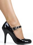 Dressy Vintage Designer Round Toe Patent Mary-Jane with Classic Strap from Hot Fash Shoes - CULLEY Black