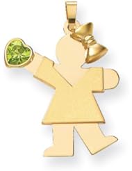 14k Girl with CZ August Birthstone Charm