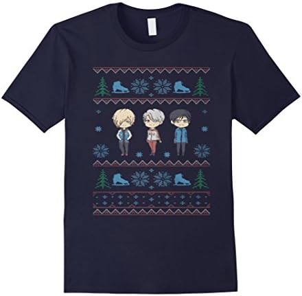 Men's Yuri on Ice Ugly Sweater T Shirt Medium Navy