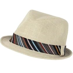 New Cotton Linen Retro Band Fedora Trilby Hat Medium Large Natural