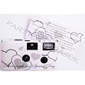 10 PACK WEDDING DISPOSABLE CAMERAS AND TABLE CARDS, WHITE WITH SILVER HEARTS, EXCLUSIVE DESIGNS, CELEBRATION CAMERAS
