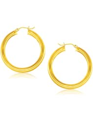 14K Yellow Gold Polished Hoop Earrings (40 mm)