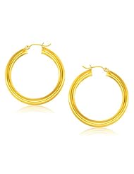 14K Yellow Gold Polished Hoop Earrings (40 mm)