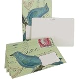 Bluebird on Green Cavallini Set of 8 decorative envelopes with window