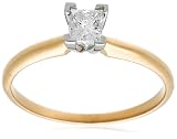  : 10k Yellow Gold Princess Cut Solitaire Diamond Engagement Ring (1/2 ct, J-K Color, I2-I3 Clarity), Size 7