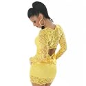 Edles Satin Spitzenkleid Cocktailkleid Gelb (9268