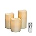3 Distressed Gold Flameless Candles with Warm White LEDs, Wax, Batteries & Remote Included