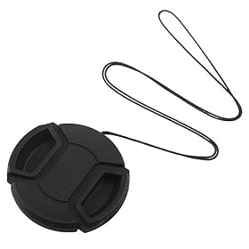 GTMax Black Camera Plastic Snap On Lens Cap with Strap (52mm)