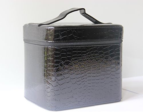 Annie Queen Crocodile Pattern Travel Toiletry Cosmetic Makeup Bag Black