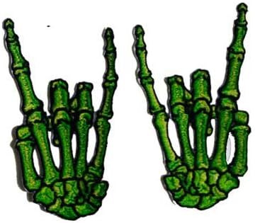 Novelty Iron On Patch - Creepy Zombie Dead Green Skeleton Devil Hands Applique
