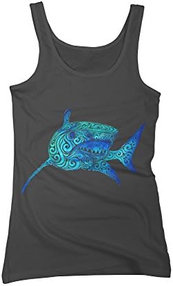 Swirly Shark Women's Medium Charcoal Graphic Tank Top - Design By Humans