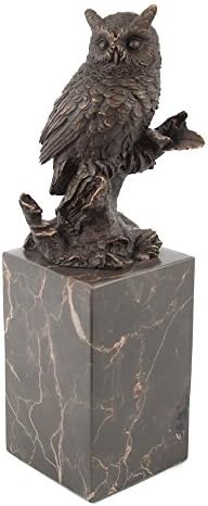 Beautiful Hot Cast Bronze Owl Sculpture On Marble Base Signed Milo