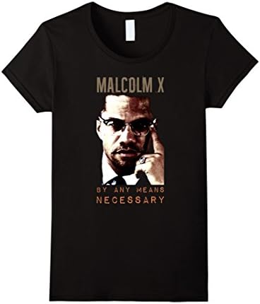 Women's Malcolm X By Any Means Necessary T-Shirt Small Black