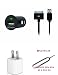 Orginal Belkin Micro Auto Car Charger with Charge Sync Cable for (Verizon Sprint ATT) iPhone 4S 4 + Apple A1265 USB Power Adapter (OEM) Charger Cube for Apple iPhone 4S iPAD 2, iPod, Touch for (Verizon Sprint ATT) iPhone 4S 3GS 4