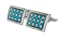 New White Polka Dots On Blue Cufflinks Cuff Links