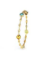 Sterling Silver Synthetic Multi-Colored Stones Bangle