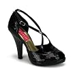 4 Inch Heel Sequin Oxford Shoe Sexy High Heel Pump Shoes Scalloped Piping Criss Cross Black Pink Gold Red