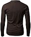Doublju Mens Long Sleeve Henley T-Shirts with Button Placket, Brown US Medium/Asia Large
