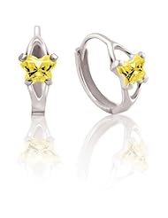 Bfly® Girls 10k Gold November Birthstone CZ Butterfly Hinged Earrings