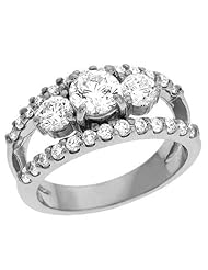 14K White Gold 1.85cttw Round Diamond Three Stone Ring