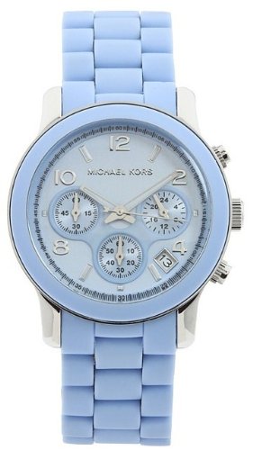 MICHAEL Michael Kors Watch, Womens Stainless Steel and Blue Polyurethane Bracelet MK5234
