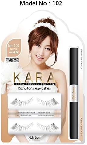 102 Dixhuitans Eyelashes Kara Special Edition Mascara and False Eyelash Kit, Natural Long Fake Eye Lashes, Intensity, Lash Enhancing, Thicker Eyebrow (102)
