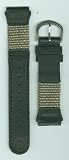 Genuine TIMEX Mens Beige Nylon and Black Leather Strap, wide end-piece 20mm, width 18mm, length 7in