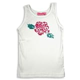 Haven Girl - Girls Ribbed Sequin Rose Tank, White