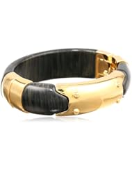 KARA by Kara Ross Resin Shield, Ebony Resin and Gold Cuff Bracelet, 2.25"
