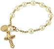 The Vatican Library Collection Simulated Pearl Crucifix Rosary Bracelet