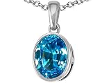 2.00 cts Genuine Oval Blue Topaz Pendant - 14kt White or Yellow Gold