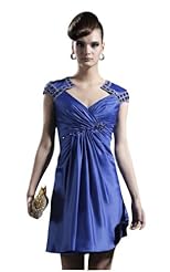 Chiffon/Taffeta/Tulle  Cap Sleeves Beaded Lace Crystals Applique Crystal  Ball Gown Prom Dress 