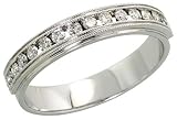 14k White Gold Men's Ring, w/ 0.40 Carat Brilliant Cut Diamonds, 3/16 in. (4.5mm) wide, size 11