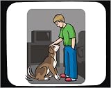 Mouse Pad with animals, human, body, individuals, individual, boy, persons, fondling, humans, pup, people, child, person, dog, whelp, caress, puppy