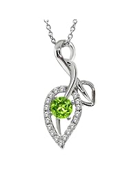 0.84 Ct Round Natural Green Peridot 925 Sterling Silver Pendant with 18" Chain