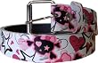 White Sketchy Hearts, Stars and Girly Skulls Printed Imitation Leather Belt White Sketchy Hearts, Stars and Girly Skulls Printed Imitation Leather Belt