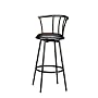 Set of 2 Satin Black Finish Metal Swivel Bar Stool