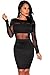 Kearia Womens Sexy Mesh See Through Sheer Block Long Sleeves Clubwear Mini Dress