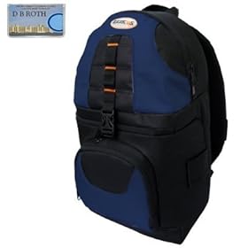 Deluxe Digital SLR Camera/Camcorder Sling Backpack (Black/Blue) For The Canon Digital Rebel T1i (EOS 500D) SLR Camera
