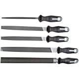 Nicholson 5 Piece Hand File Set with Ergonomic Handles, American Pattern, 6" Length, (2)-8" length, (2)-10" length