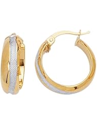 14K 2 Tone Gold Round Tube Hoop Earrings (20 mm)