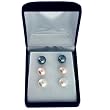 Pearl Earrings Freshwater 10mm Sterling Silver White Black Pink Button Gift Set By Bucasi