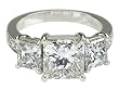 Platinum Princess-Cut 3-Stone Diamond Ring (GIA Certified 3.01 ct center, 5.18 cttw, H-I Color, VS1 Clarity), Size 6