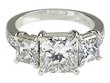 Platinum Princess Cut 3-Stone Diamond Ring (GIA Certified 3.01 ct center, 5.18 cttw, H-I Color, VS1 Clarity), Size 6