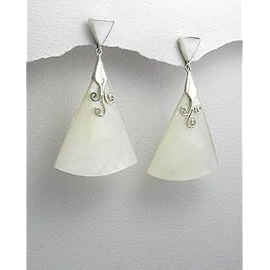 Sterling Silver Shell Dangle Earrings By Gems Couture